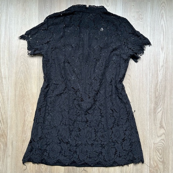 Lulus Black Lace Mini Dress Short Sleeves High Neck - Picture 5 of 6
